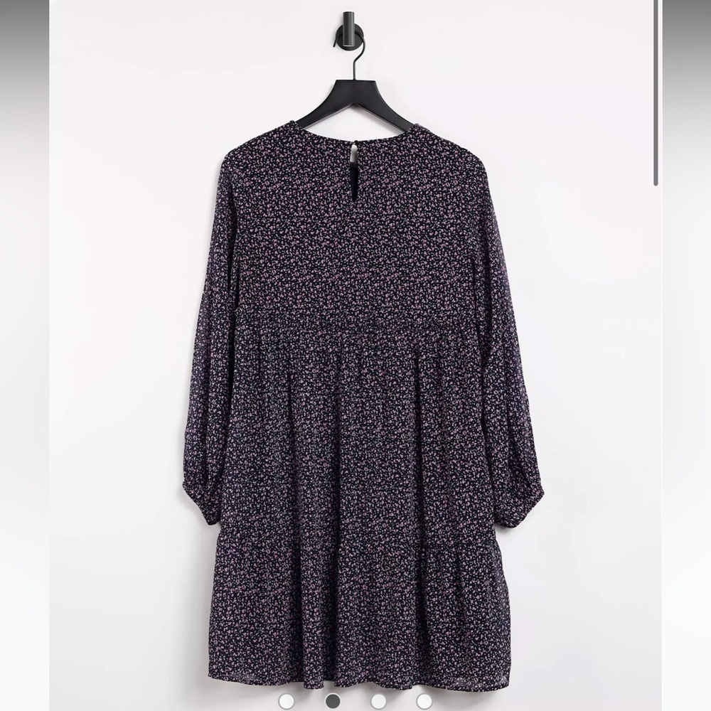 Pieces Maternity smock mini dress in navy ditsy floral